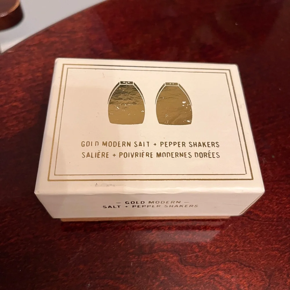 New! West Elm Modern gold salt and pepper shaker NIB